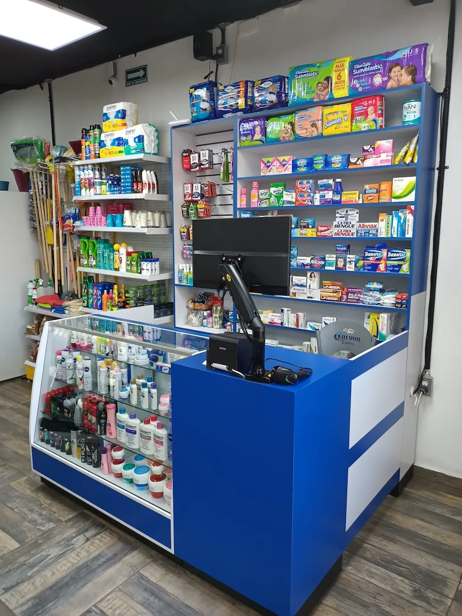 Estación de caja para farmacia con área POS