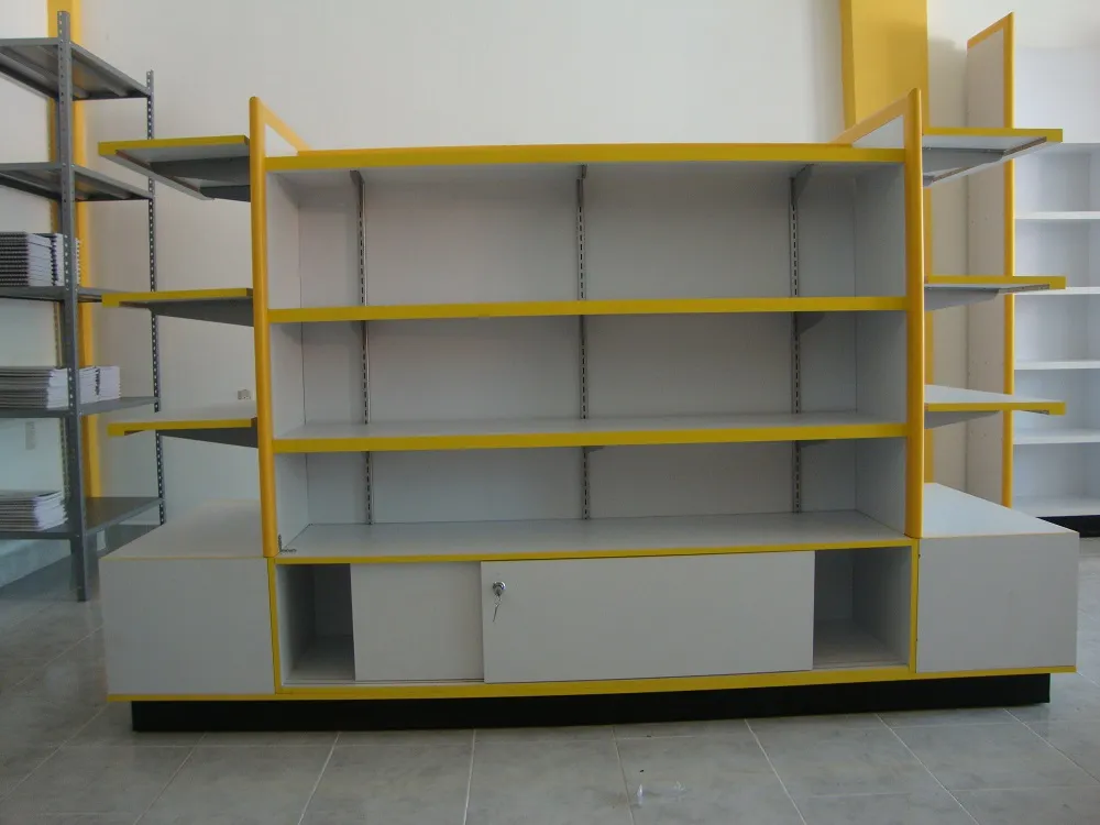 Estantería modular de madera con gavetas inferiores