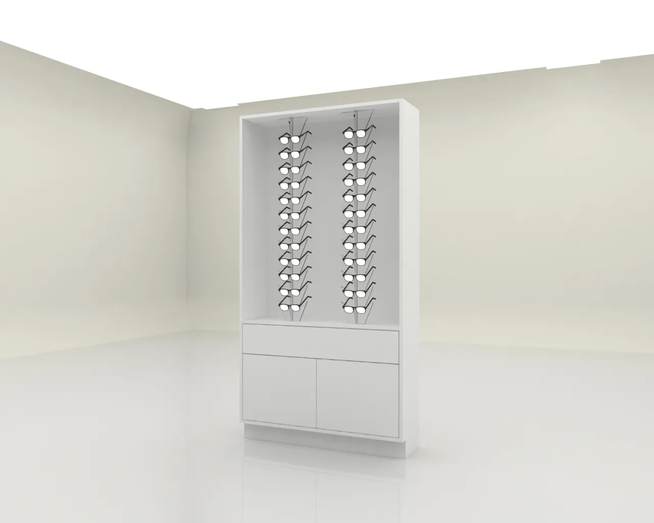 Torre exhibidora para lentes en aluminio