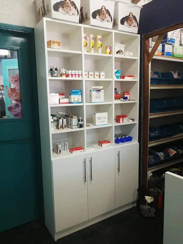 Vitrina alta de vidrio y aluminio para clínica