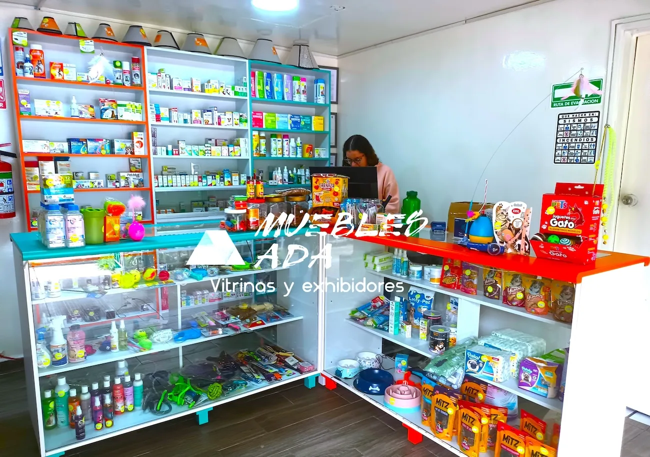 Mostrador vitrina de cristal para farmacia