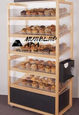 Exhibidor vertical para panqués con múltiples charolas