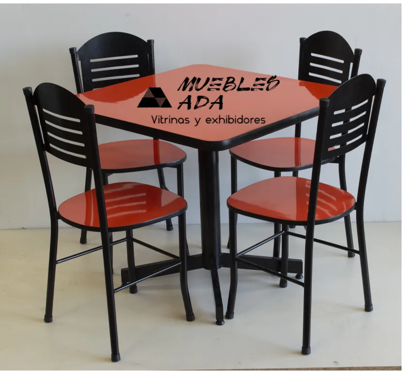 Mesas para restaurante con sillas en color naranja