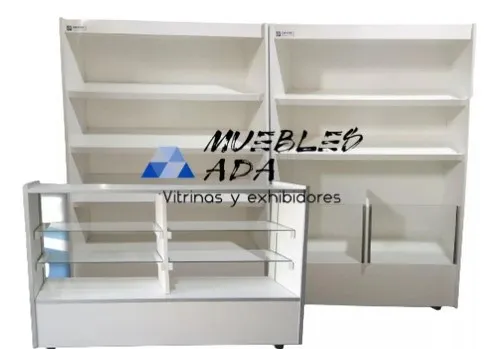 Mostrador para panaderías en color blanco con módulos de exhibición