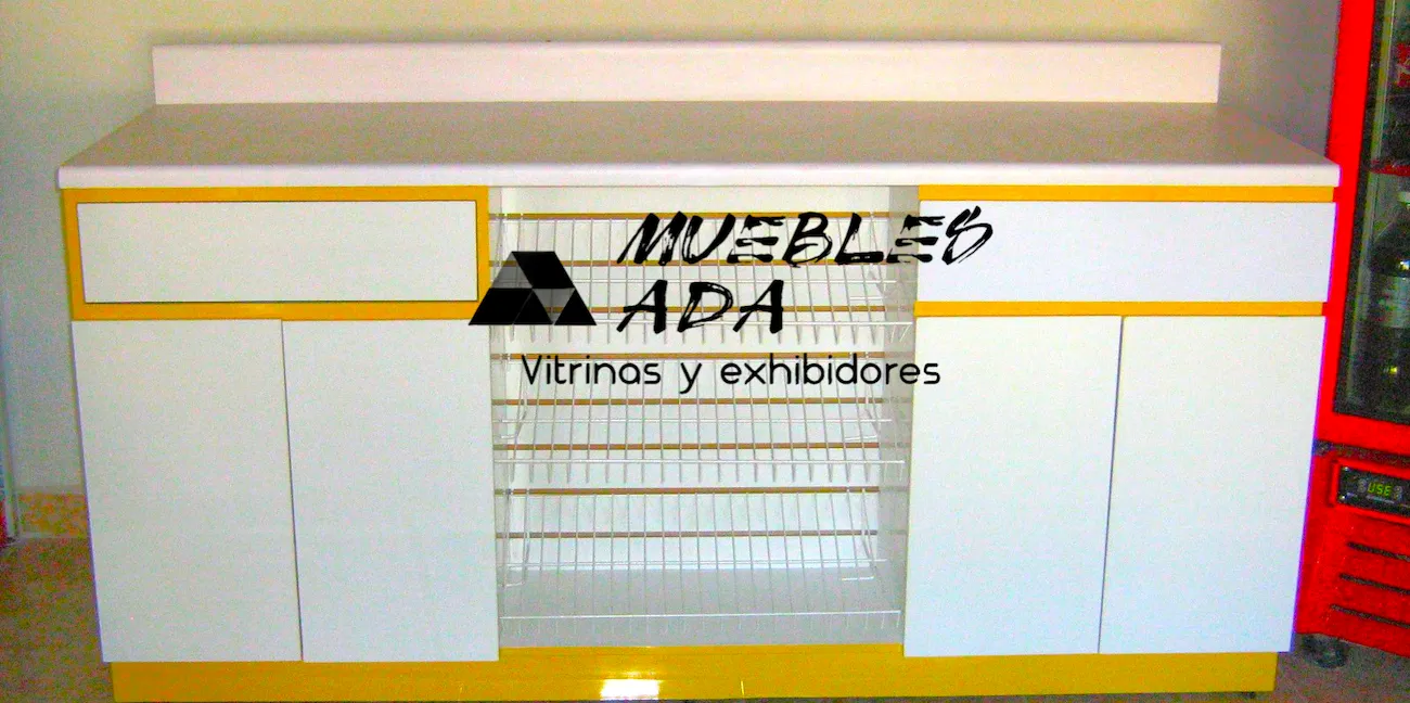 Mueble para palomitas y café con barra y gavetas