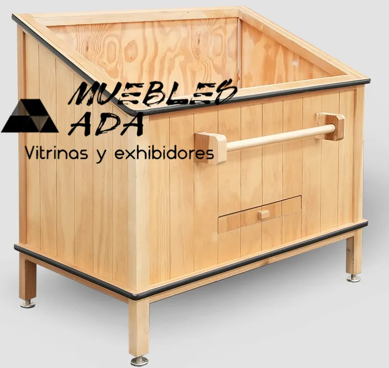 Mueble para pan tipo tolva en madera con barandal